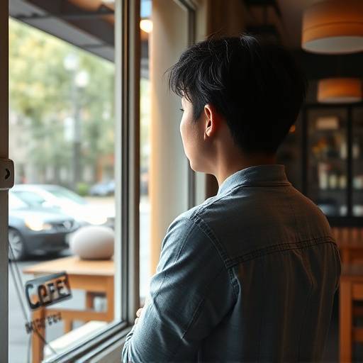 A customer enjoying the view from The Daily Grind's window seating.