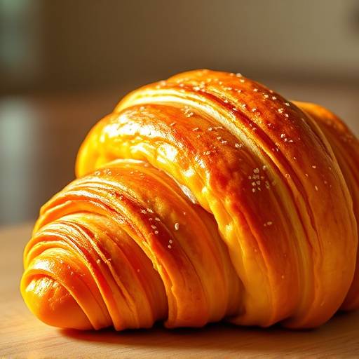 A freshly baked, golden-brown croissant.