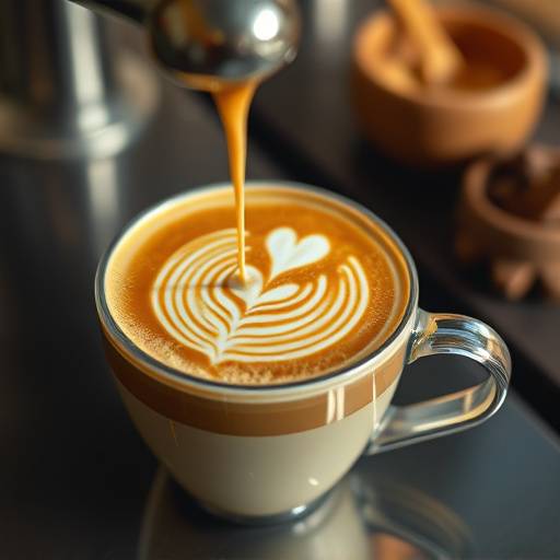 A perfectly poured latte with latte art.