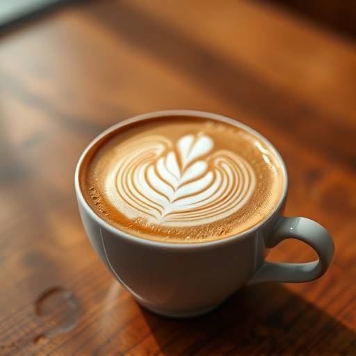 A perfectly poured latte with latte art.