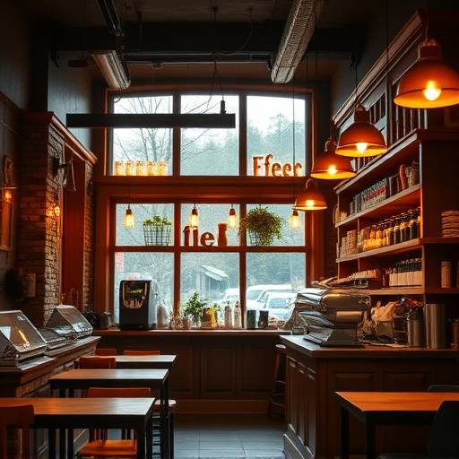 The warm lighting and wooden accents that define the welcoming atmosphere of The Daily Grind.