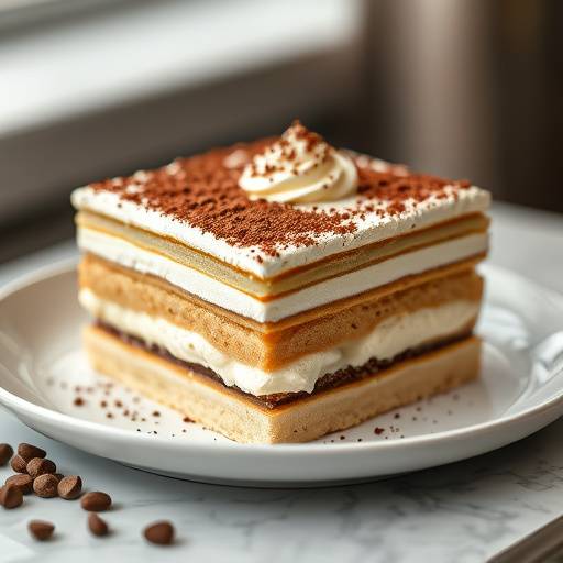 Traditional Italian Tiramisu with coffee-soaked ladyfingers and mascarpone cream.